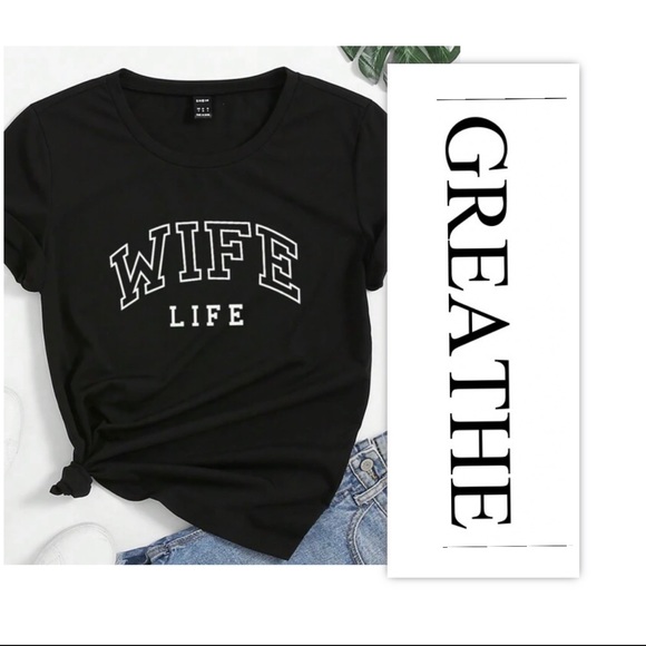 GREATHE Wife Life Black Short Sleeved Tee - Picture 1 of 9